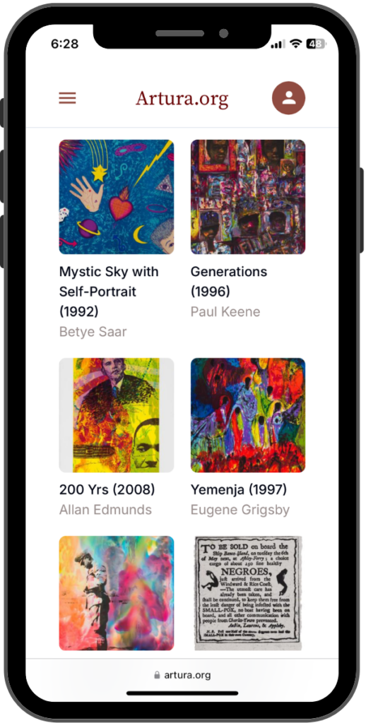 Image of the Artura.org app mocked up on a phone