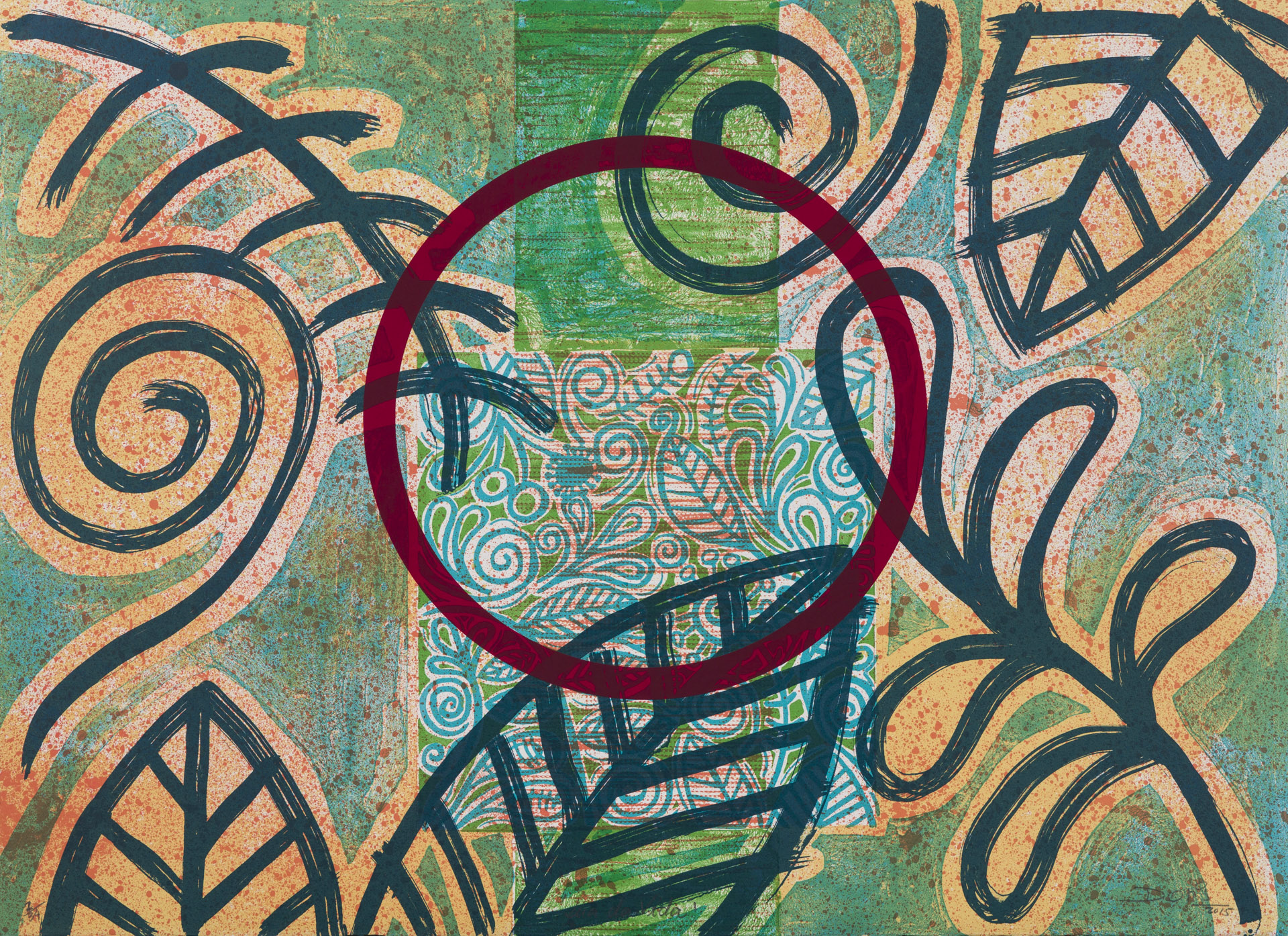 Doris Nogueira-Rogers, Lua de Vida, 2015, Offset lithograph/screenprint, 21 ½ x 30 inches, Edition of 34